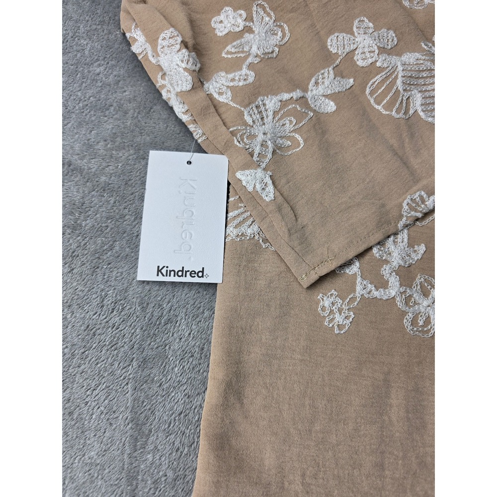 Kindred Tan Embroidered Butterfly Floral Tunic Top Crochet Shoulder Boho NWT 2XL - Picture 8 of 8